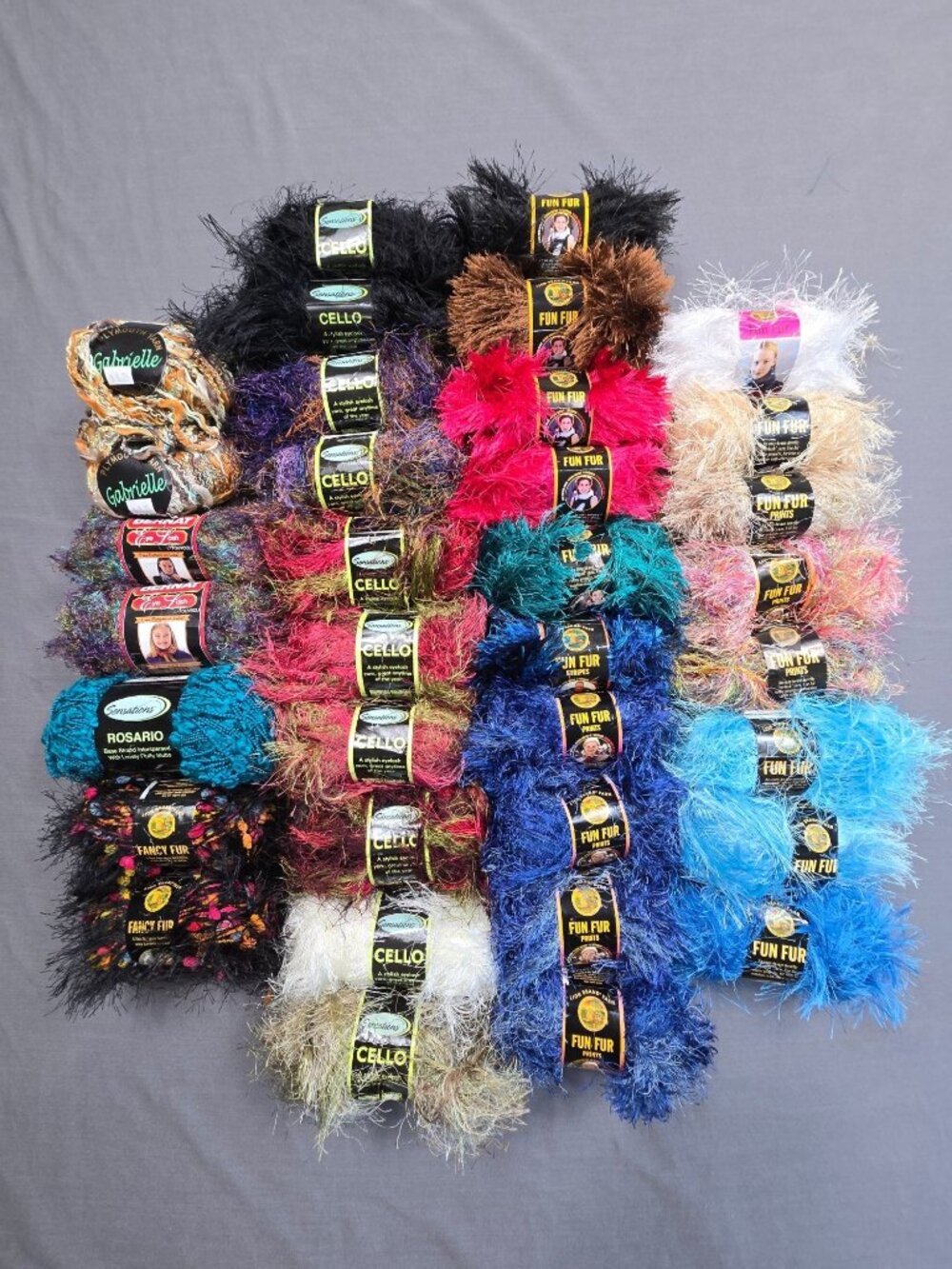 LOT 35 Skein Fun Fur Eyelash Yarn Lion Brand Cello Assorted New